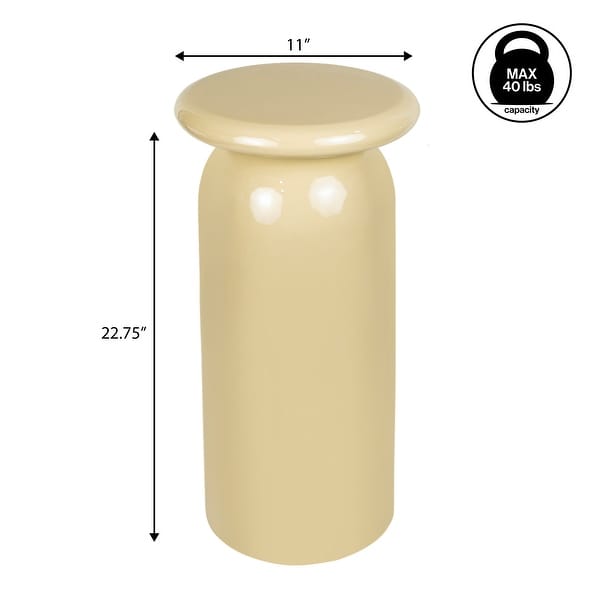 dimension image slide 6 of 7, Miles Modern Metal Round Drink Table - Sleek Cylinder Mushroom Pedestal Accent End Side Table for Living Room Bedroom