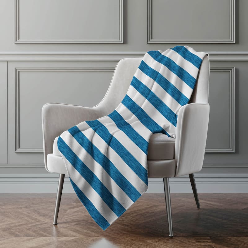 Premium Machine Washable Modern Stripes Sherpa Throw Blanket - Navy - 4'2" x 5'10"