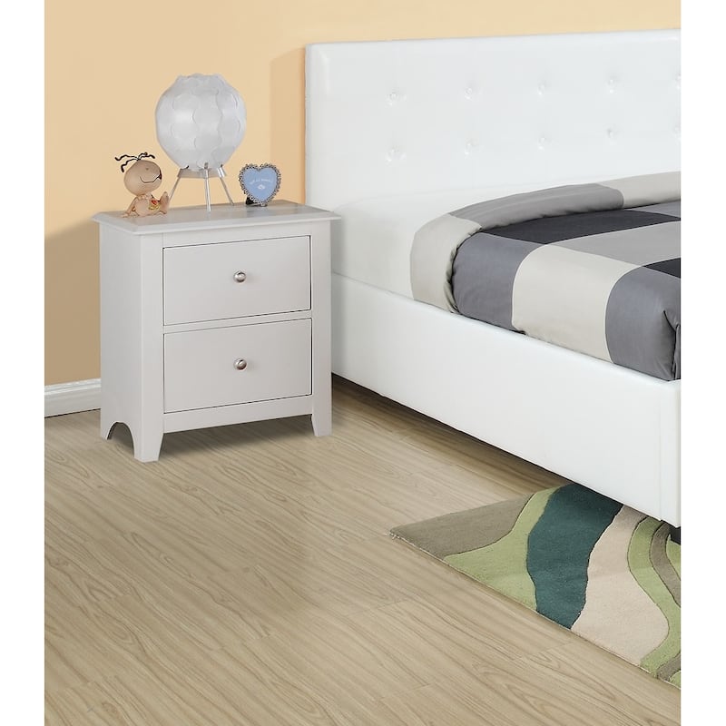 Modern Bedroom Nightstand,2 Drawers Bed Side Table Rubberwood