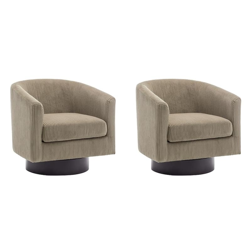 Modern 360° Swivel Corduroy Barrel Chair, Accent Armchair For Living Room