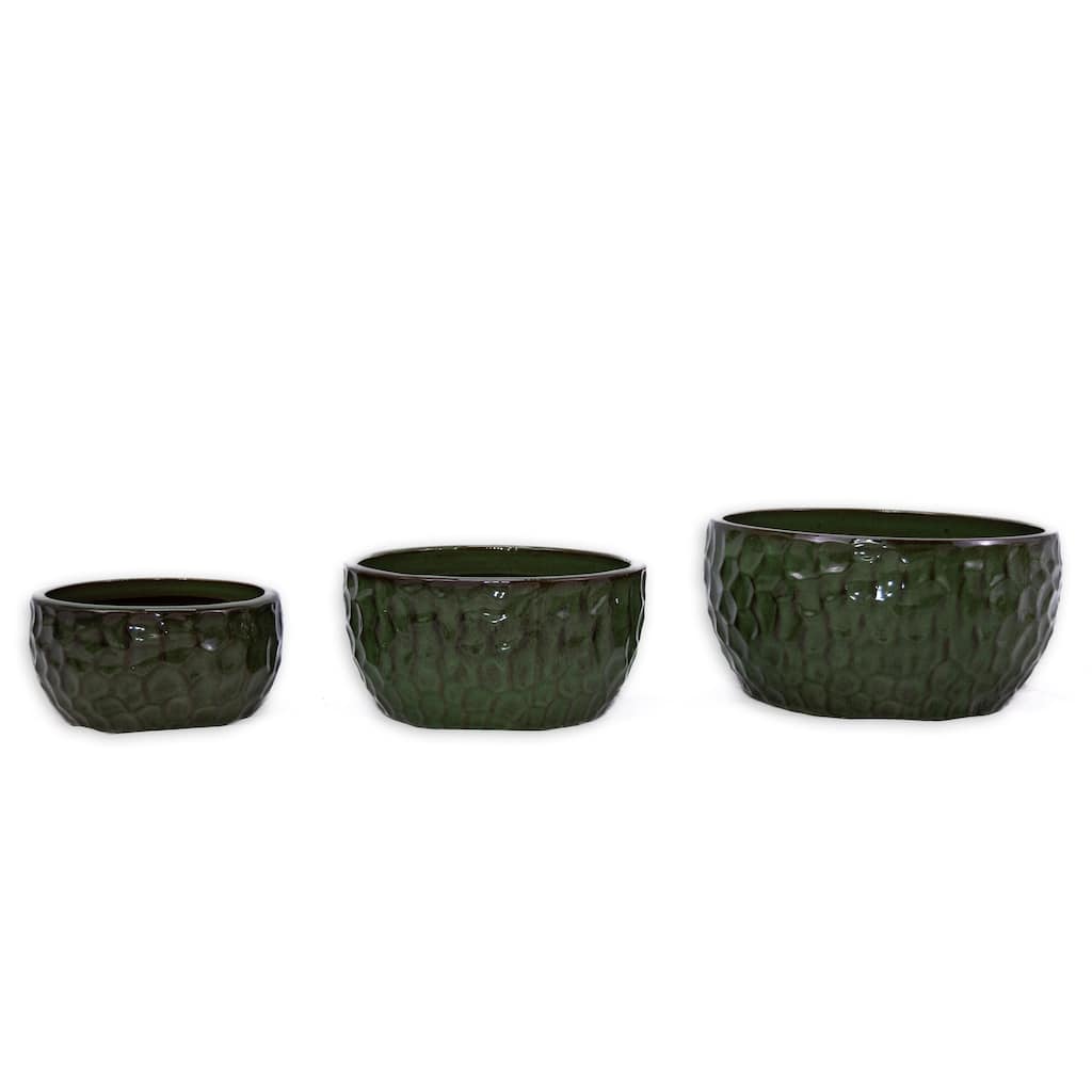 3 Pieces Ceramic Planter Pot, Modern Indoor Outdoor Flowerpot for Patio, Garden, or Windowsills