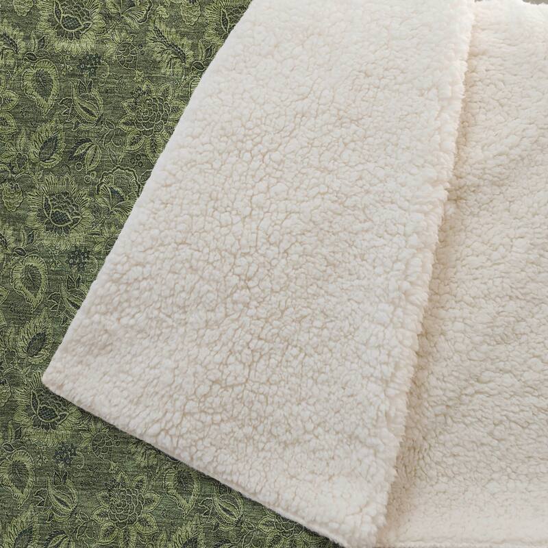 Premium Machine Washable Floral Sherpa Throw Blanket