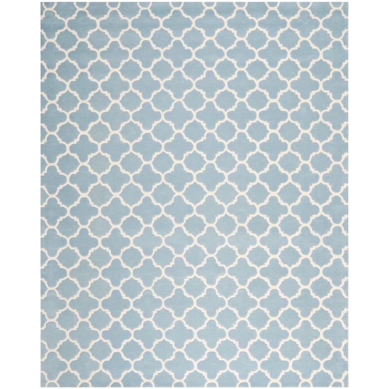 SAFAVIEH, Handmade Chatham Caisa Modern Moroccan Wool Rug - 8'9" x 12' - Blue/Ivory