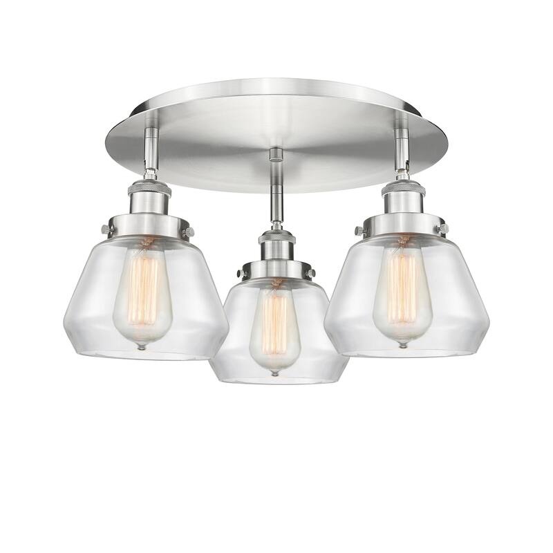 Innovations Lighting Fulton - 3 Light 18" Flush Mount - Clear/Satin Nickel