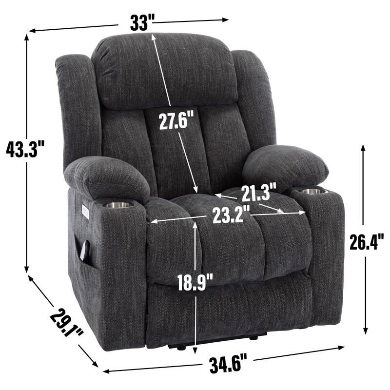 Power Lift Recliner Chair, 350 LBS Capacity, 8-Point Massage & Heat, USB Ports