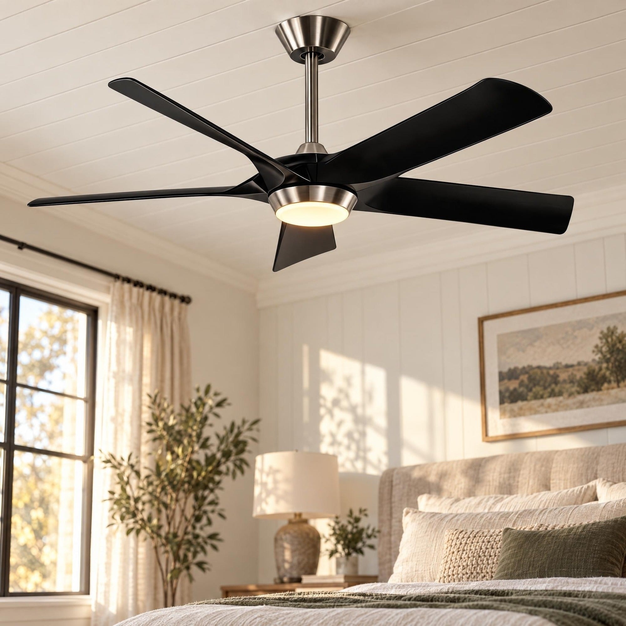 Five-Blade Modern Ceiling Fans for Bedroom Dining Room Living Room