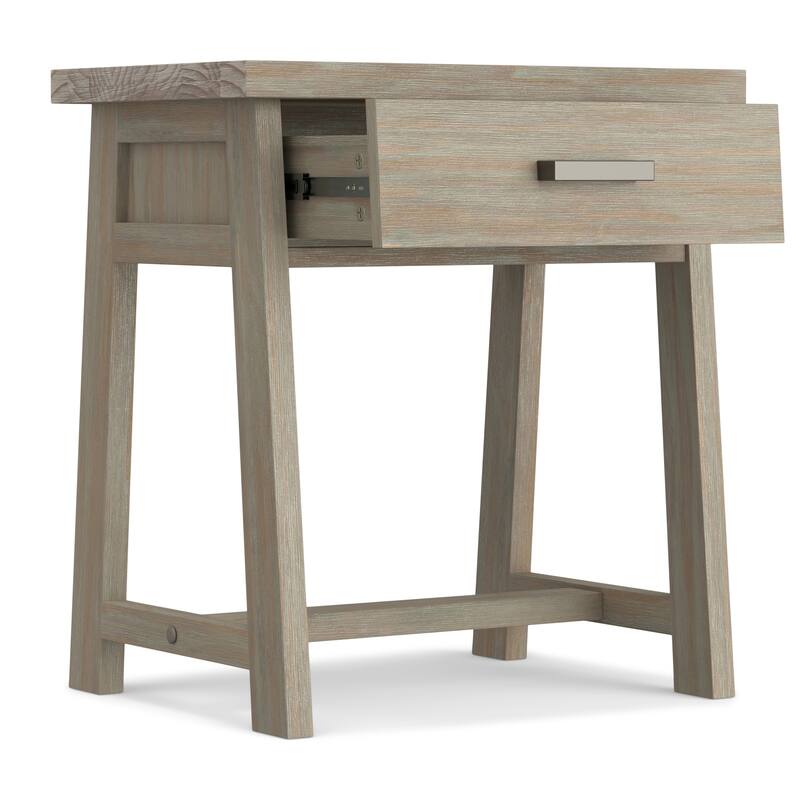 WYNDENHALL Hawkins SOLID WOOD 24 inch Wide Modern Industrial Bedside Nightstand Table