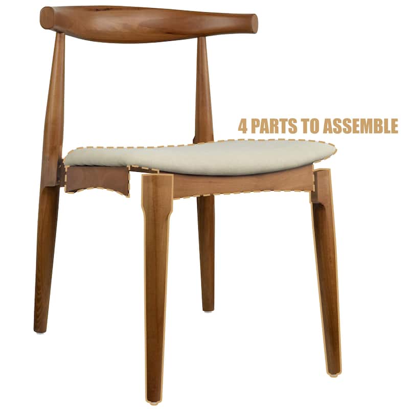 Set of 2 Kennedy Elbow Chairs Farmhouse Wooden Dining Chairs With PU Leather Or Fabric Cushion Seat, Modern Accent Side Chairs