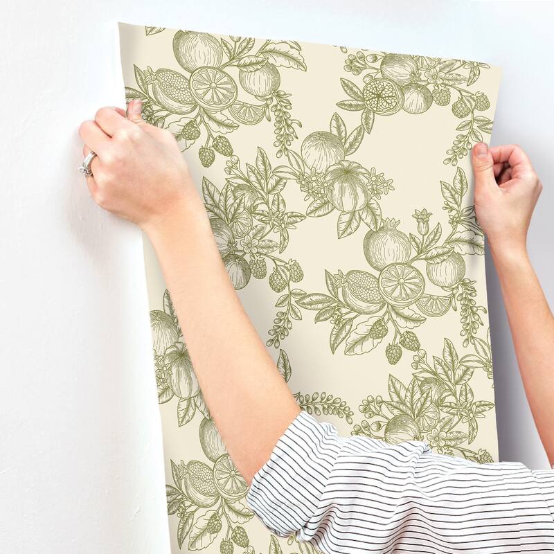 Chris Loves Julia x A-Street Prints Gerty Green Fruit Toile Wallpaper