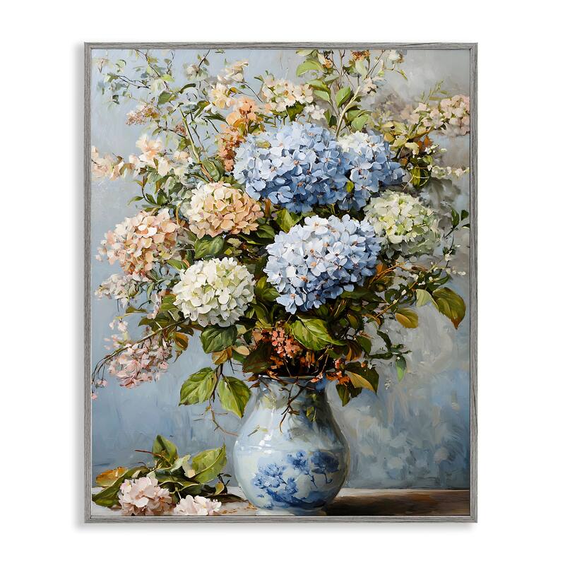 Stupell Classic Hydrangeas & Leaves Framed Giclee Art Design By Franklyn Gregory - 24 x 30 - Grey