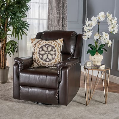 PU Glider Recliner with Swivel,Manual Reclining Chair