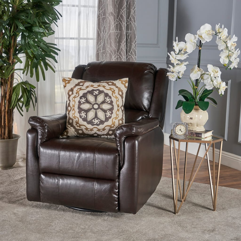PU Glider Recliner with Swivel,Manual Reclining Chair