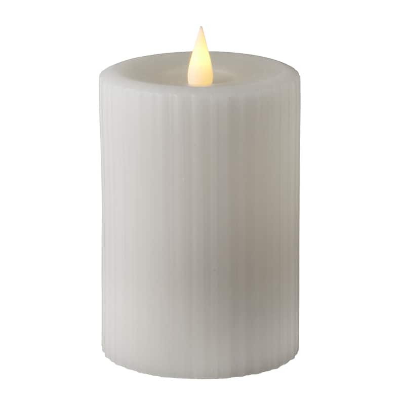 Fine Ribbed Motion Flameless Candle 3x5 White