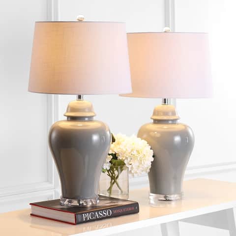 Bowen 27" Ceramic Urn LED Table Lamp, Grey (Set of 2) by JONATHAN Y