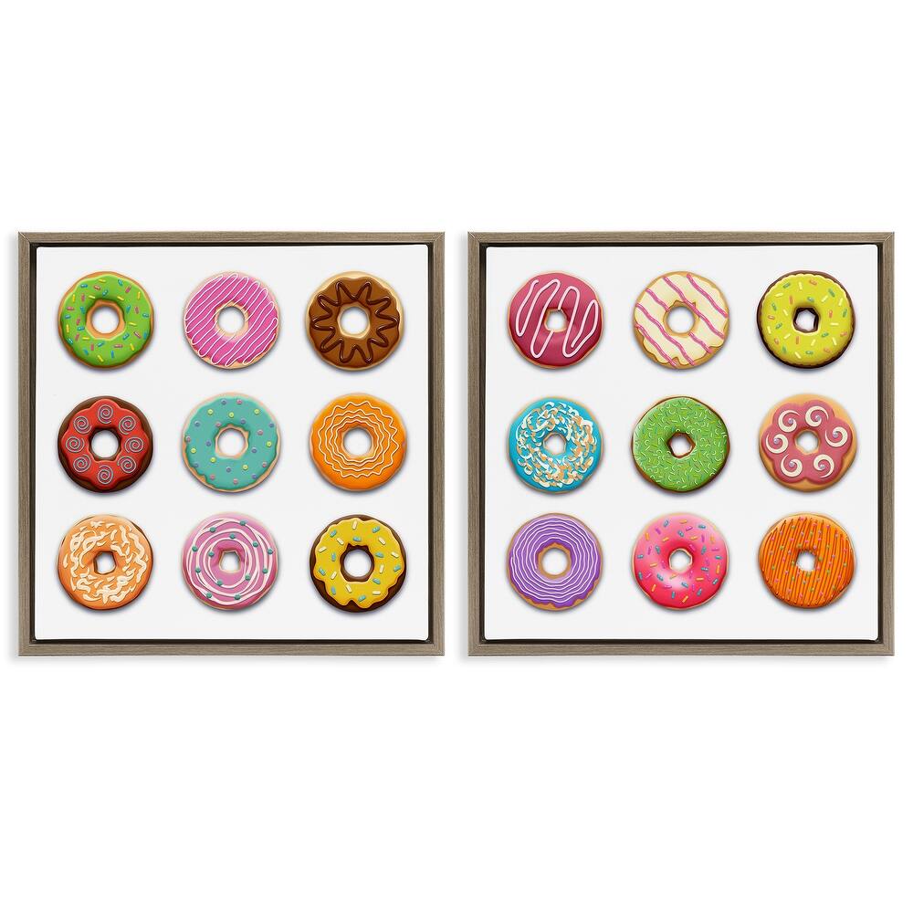 Stupell Bright & Fun Donuts Framed Floater Canvas Wall Art Design By Marcus Prime (Set of 2)