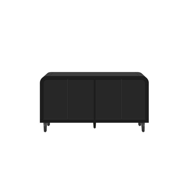 59'' Farmhouse Curved Vintage Storage Sideboard with Large Wooden Handles, Adjustable Shelves for Kitchen,Dining Room