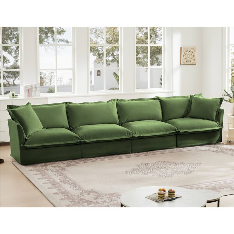 4-Seater Chenille Sofa with Removable Cover for Living Room