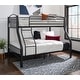 preview thumbnail 1 of 11, Linon Carlisle Twin Over Full Pewter Bunk Bed Black