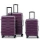 Purple Luggage Sets Expandable PC ABS 3 Piece Set Durable Suitcase w ...