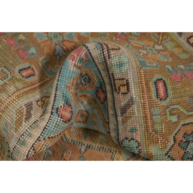 Hand Knotted Oriental 100% Wool Carpet Traditional Medallion Oranges & Rust Tabriz Area Rug - 9' 7'' X 6' 7''