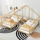 preview thumbnail 14 of 18, Twin Size Metal House Beds with Built-in Table