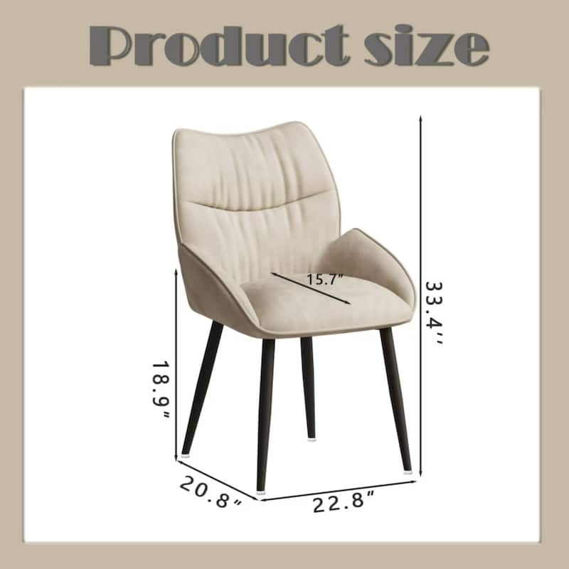Dining Chairs Set of 2, Velvet Accent Chair Modern Kitchen Arm Chairs Upholstered Chair with Metal Legs for Kitchen