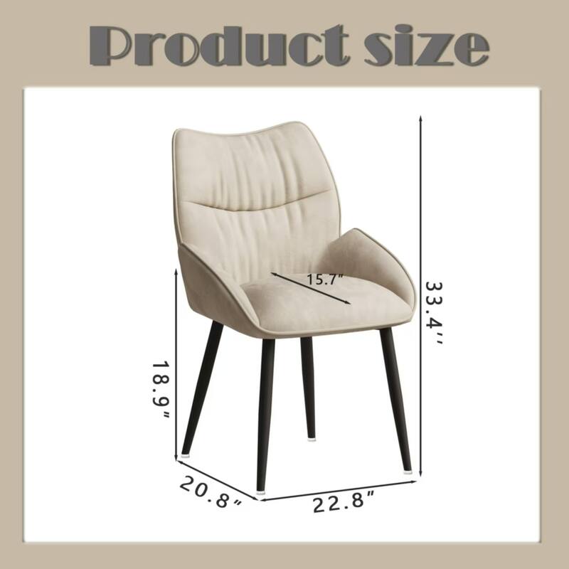 Luxurious Side Chair Meeting Room Chair, Beige Reception Chair Vanity Chair Dressing Chair with Metal Frame