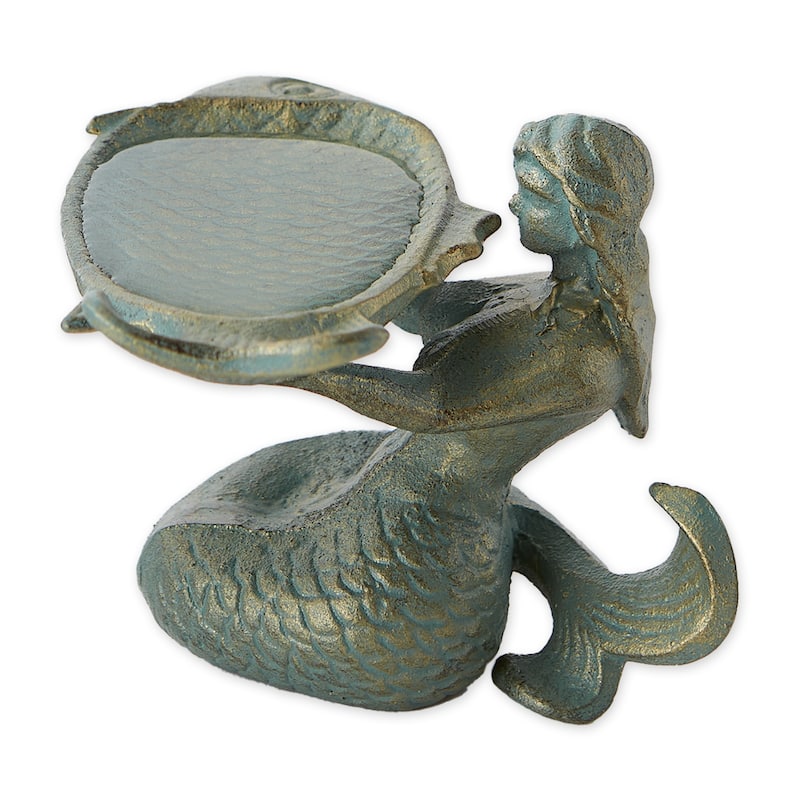 Bird Nesting On Shovel Birdbath - Green