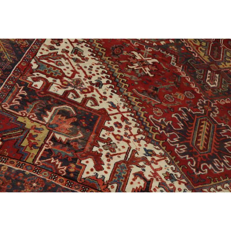 Hand Knotted Oriental 100% Wool Carpet Traditional Medallion Red Heriz Area Rug - 11' 2'' X 8' 5''