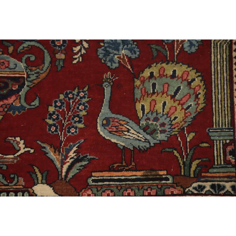 Hand Knotted Oriental 100% Wool Carpet Traditional Medallion Red Kashan Area Rug - 6' 10'' X 4' 6''