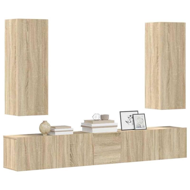 vidaXL TV Cabinet Set Set of 5 Sonoma Oak Engineered Wood TV Cabinet Set - 11.8 x 12.0 x 35.4 in