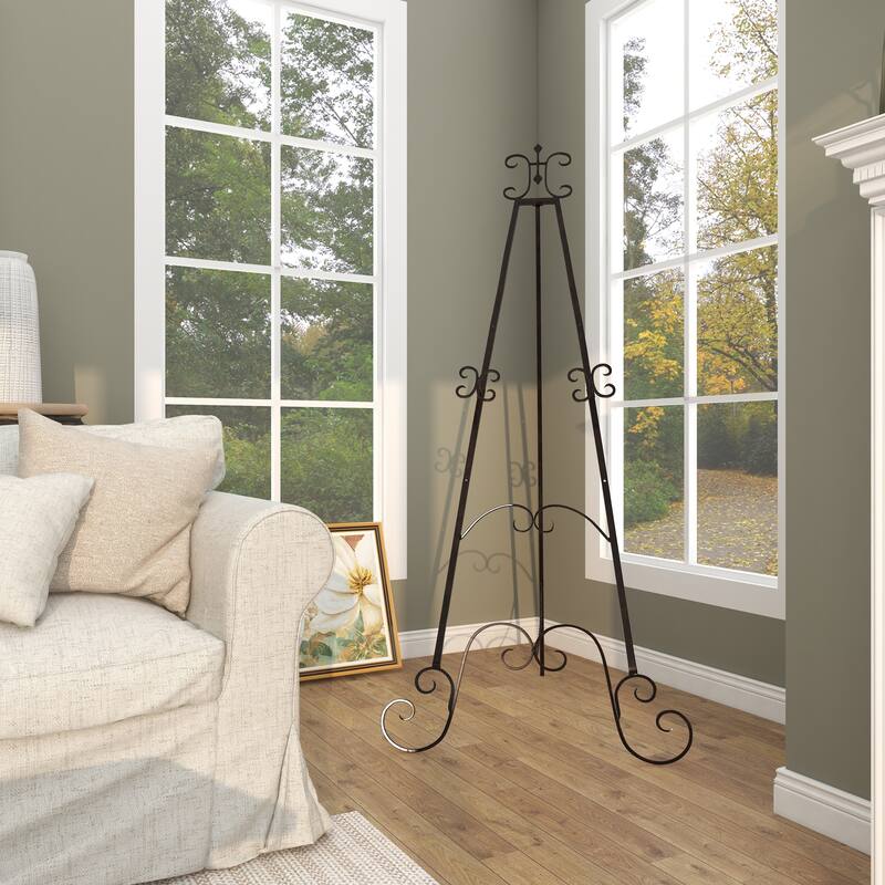 Black Metal Adjustable 3 Tier Scroll Display Easel with Chain Support