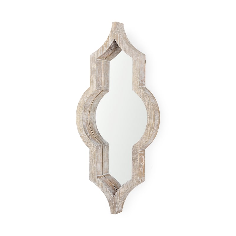 Tamanar Solid Wood Frame Moroccan Inspired Mirror - 34" x 15" - Blonde
