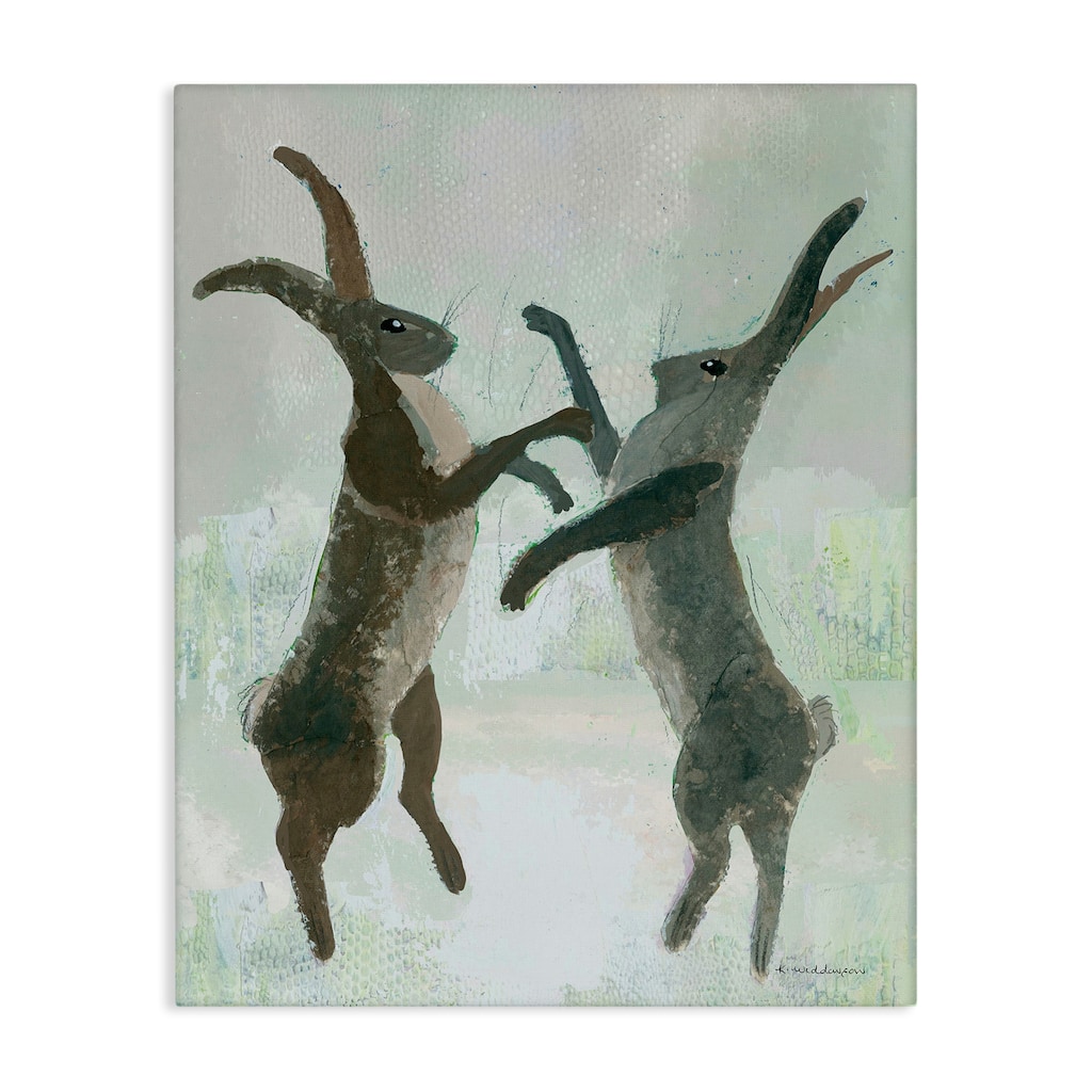 Stupell Boxing Hares Impression Canvas Wall Art Design By Kay Widdowson