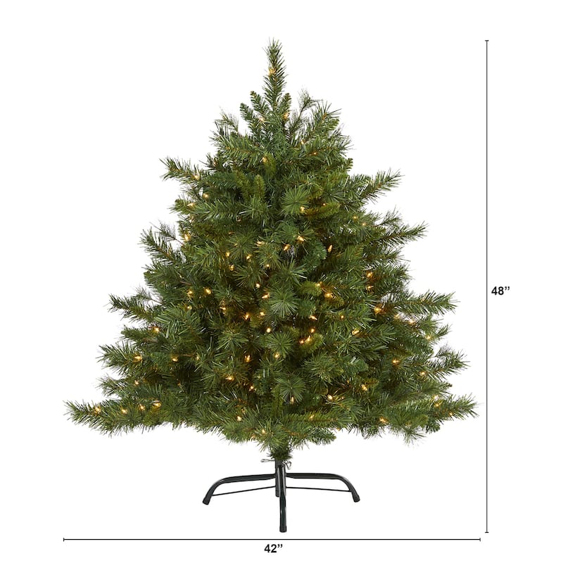 4ft. Mixed Pine Artificial Christmas Tree with 250 Clear Lights and 462 Bendable Branches - Perfect Entryway Accent
