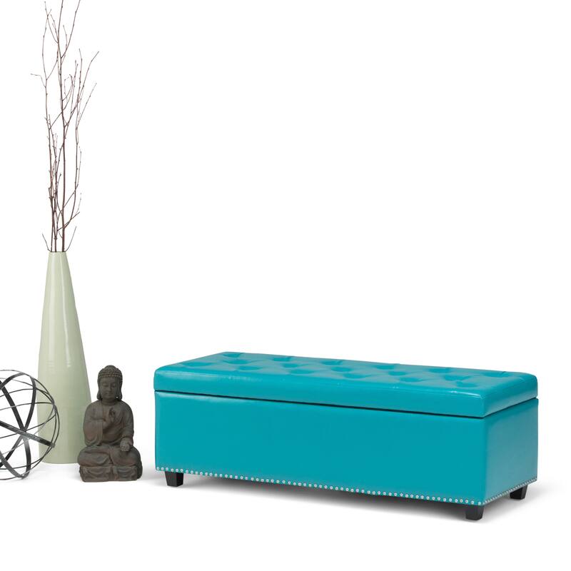 WYNDENHALL Springfield 48 inch Wide Rectangle Storage Ottoman - Mediterranean Blue