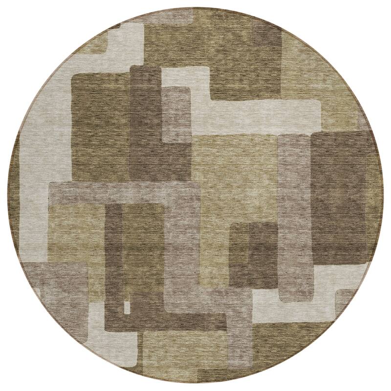 Machine Washable Indoor/ Outdoor Chantille Modern Blocks Rug