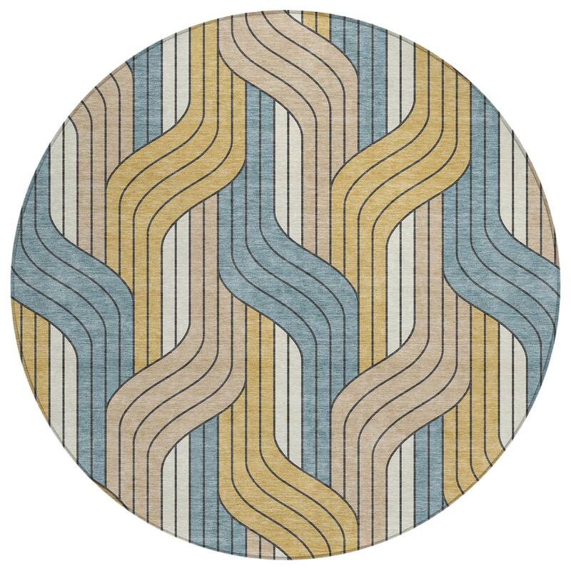 Machine Washable Indoor/ Outdoor Modern Pathway Chantille Rug