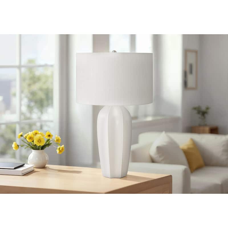 Lighting, 27"h, Table Lamp, Cream Ceramic, Ivory / Cream Shade, Modern - Cream