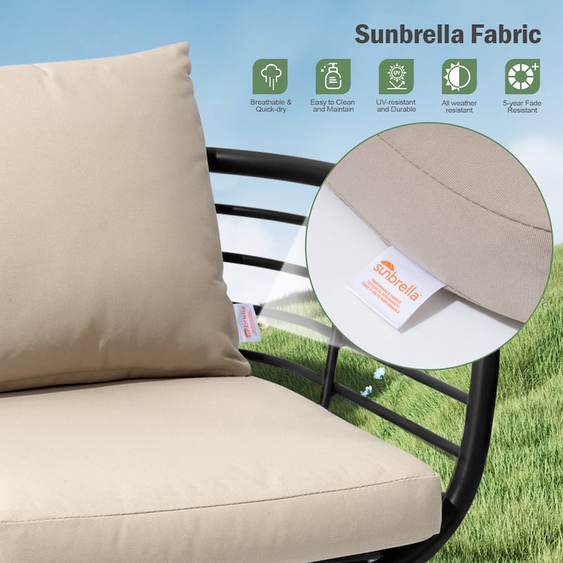 7-PC Outdoor Patio Aluminum Dining Set Table With Dining Chairs Sunbrella Seat&Back Cushions