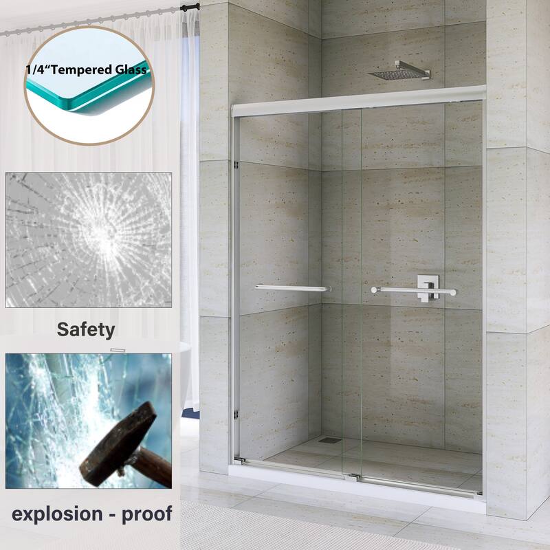 Double Sliding Framed Shower Door in Matte Black Finish