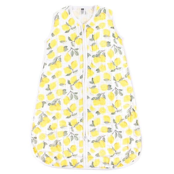 slide 1 of 1, Hudson Baby Infant Girl Muslin Cotton Sleeveless Wearable Sleeping Bag, Sack, Blanket, Lemons 0-6 Months - Lemons