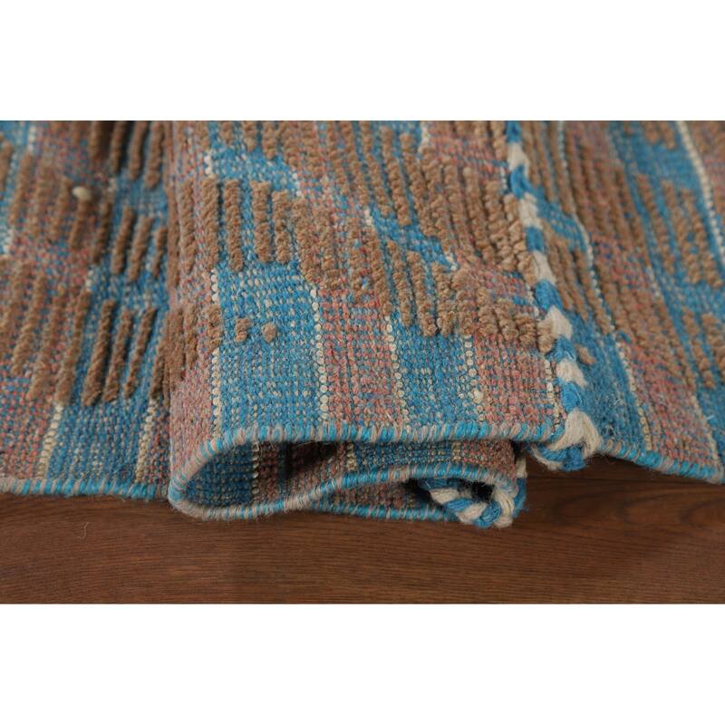 All-Over Striped Moroccan Oriental Area Rug Handmade Wool Carpet - 8'10" x 12'7"