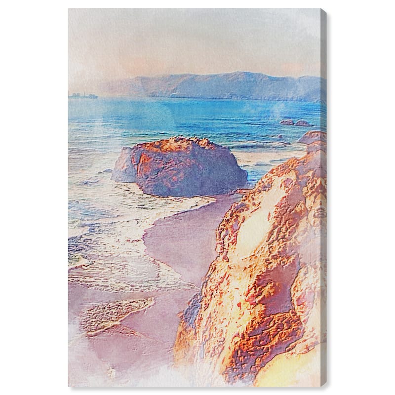 Wynwood Studio Canvas Nautical and Coastal Cliffside Waves Blue and Nautical & Coastal Wall Art Canvas Print