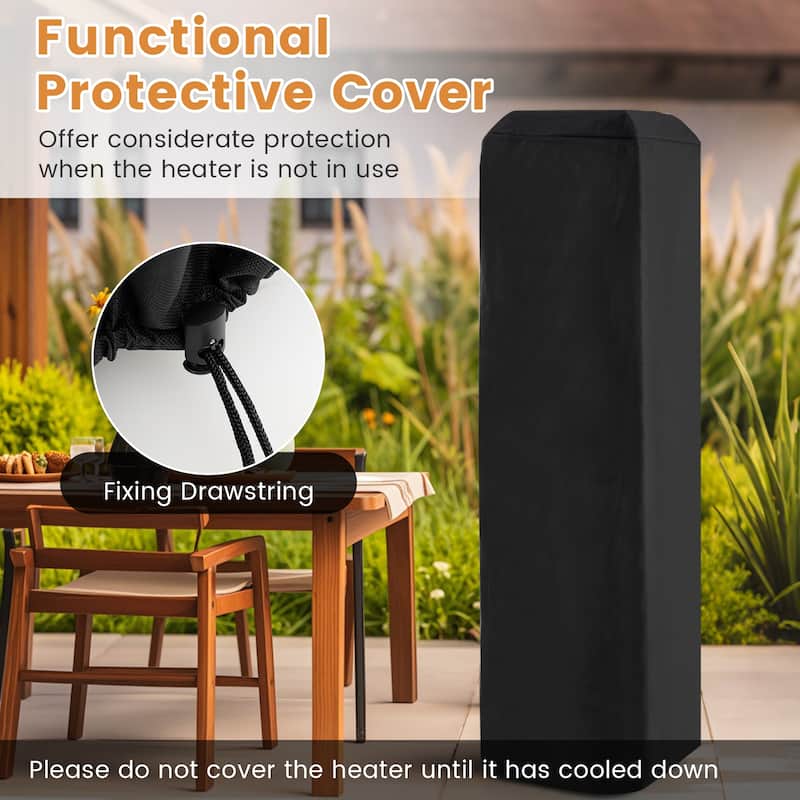 Outdoor Propane Patio Heater 40000 BTU with Wheels and Protective Cover - 17" x 17" x 68"