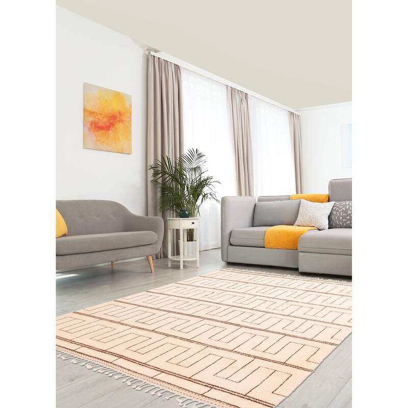 ECARPETGALLERY Hand-knotted Pak Finest Marrakesh Cream Wool Rug - 6'9 x 9'8