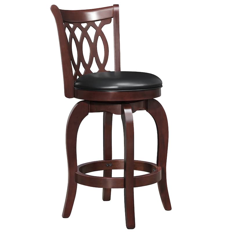 Verona Swivel High Back Counter Height Stool by iNSPIRE Q Classic - Cherry-Scroll Back