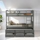 preview thumbnail 1 of 7, Wooden Twin over Twin Bunk Bed with Trundle and Drawers, Grey