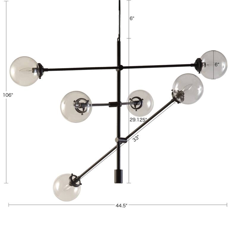INK+IVY Cyrus 6-Globe Light Architectural Metal Chandelier