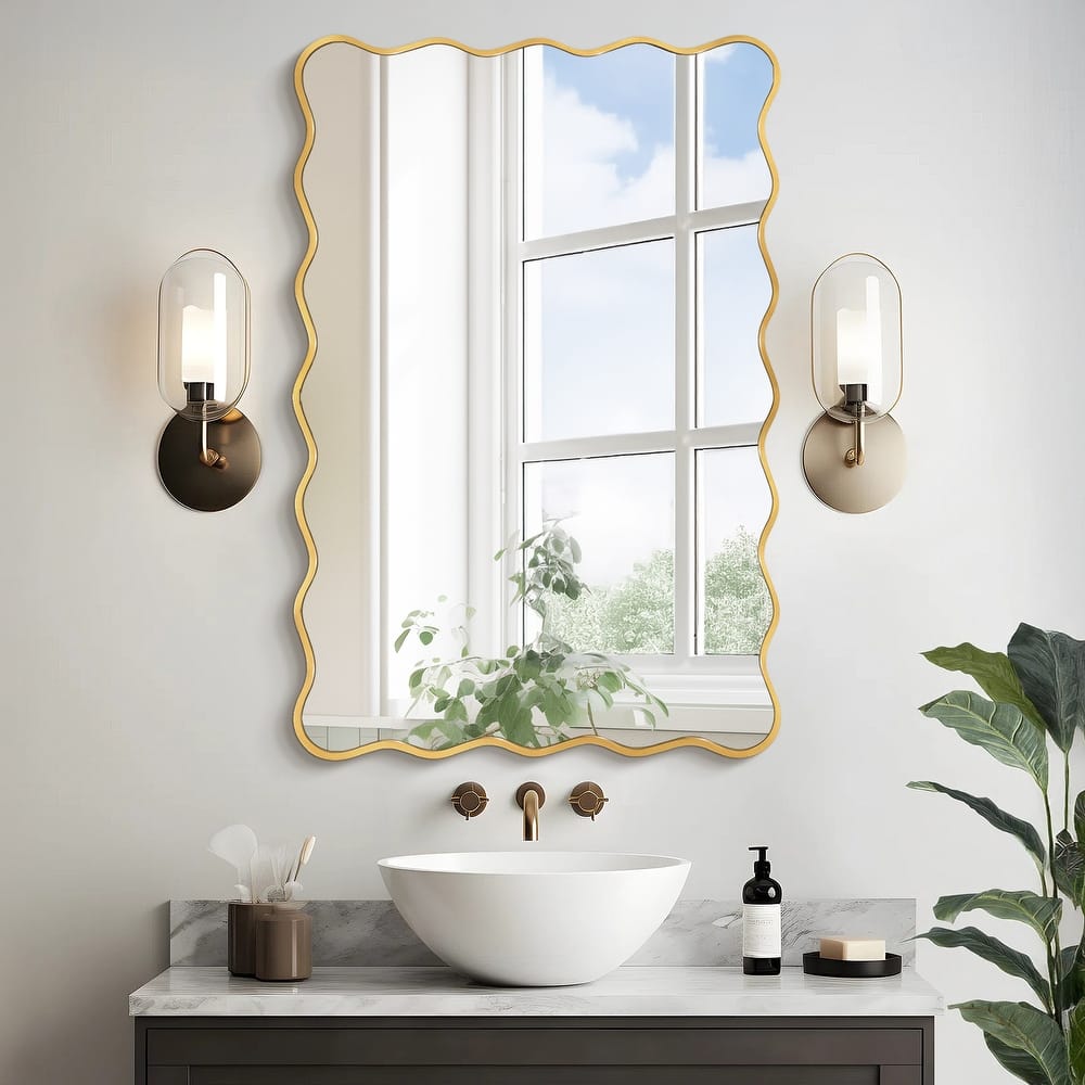 Rectangle Metal Framed Wavy Wall Mirror